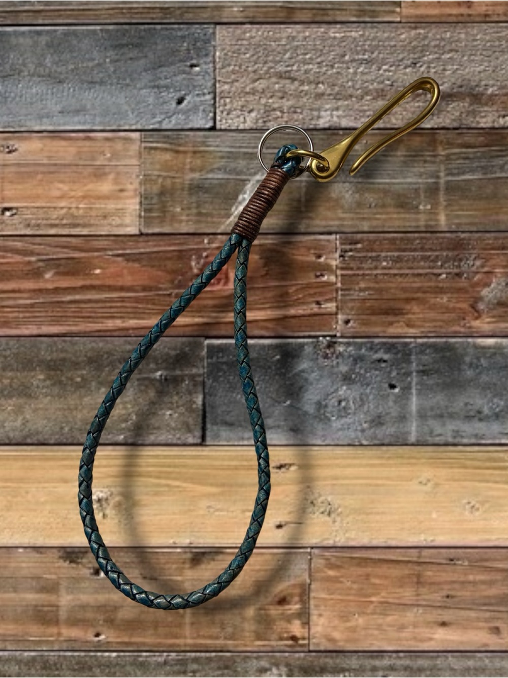 🔥🔥HAND CRAFTED INDIGO DYED LEATHER/ BRASS KEYCHAIN #10